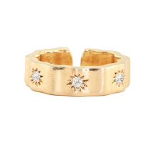 18 carat gold starburst engagement wedding  band women finger cuff adjustable rings